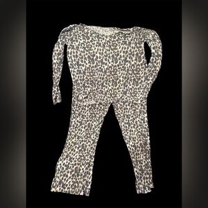 Victoria Secret Leopard Print Long Sleeve Top and PJ Set